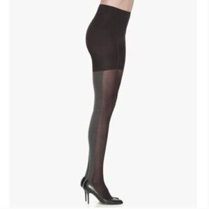 Spanx Tight End Tights Heathered Contrast Black Gray Shapewear Two Tone D NWT
